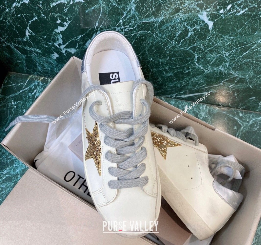 Golden Goose GGDB Super-Star Sneakers in Calfskin White/Gold/Silver 2024 (MD-240328136)