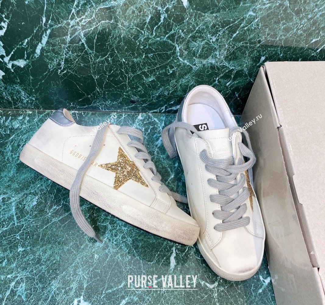 Golden Goose GGDB Super-Star Sneakers in Calfskin White/Gold/Silver 2024 (MD-240328136)