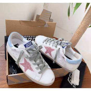 Golden Goose GGDB Super-Star Sneakers in Calfskin Whiote/Pink/Blue 2024 (MD-240328138)