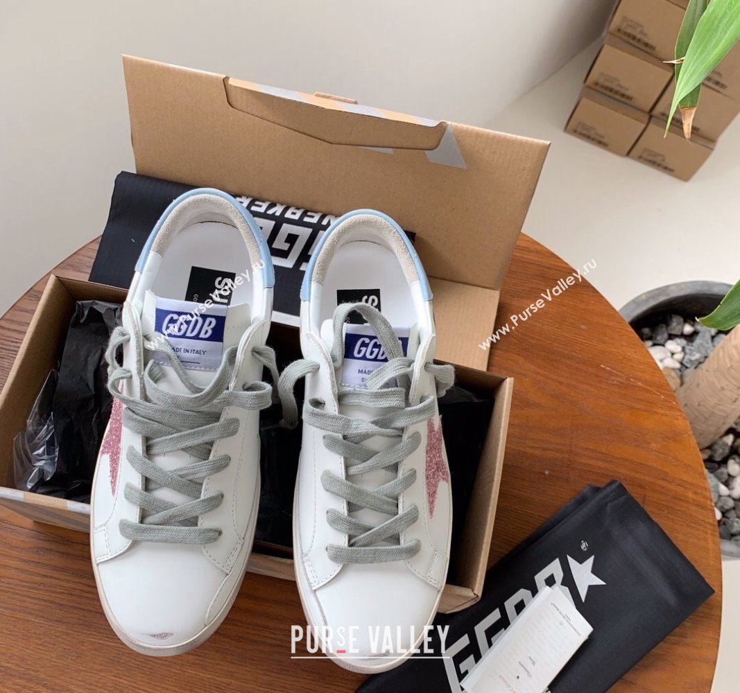 Golden Goose GGDB Super-Star Sneakers in Calfskin Whiote/Pink/Blue 2024 (MD-240328138)