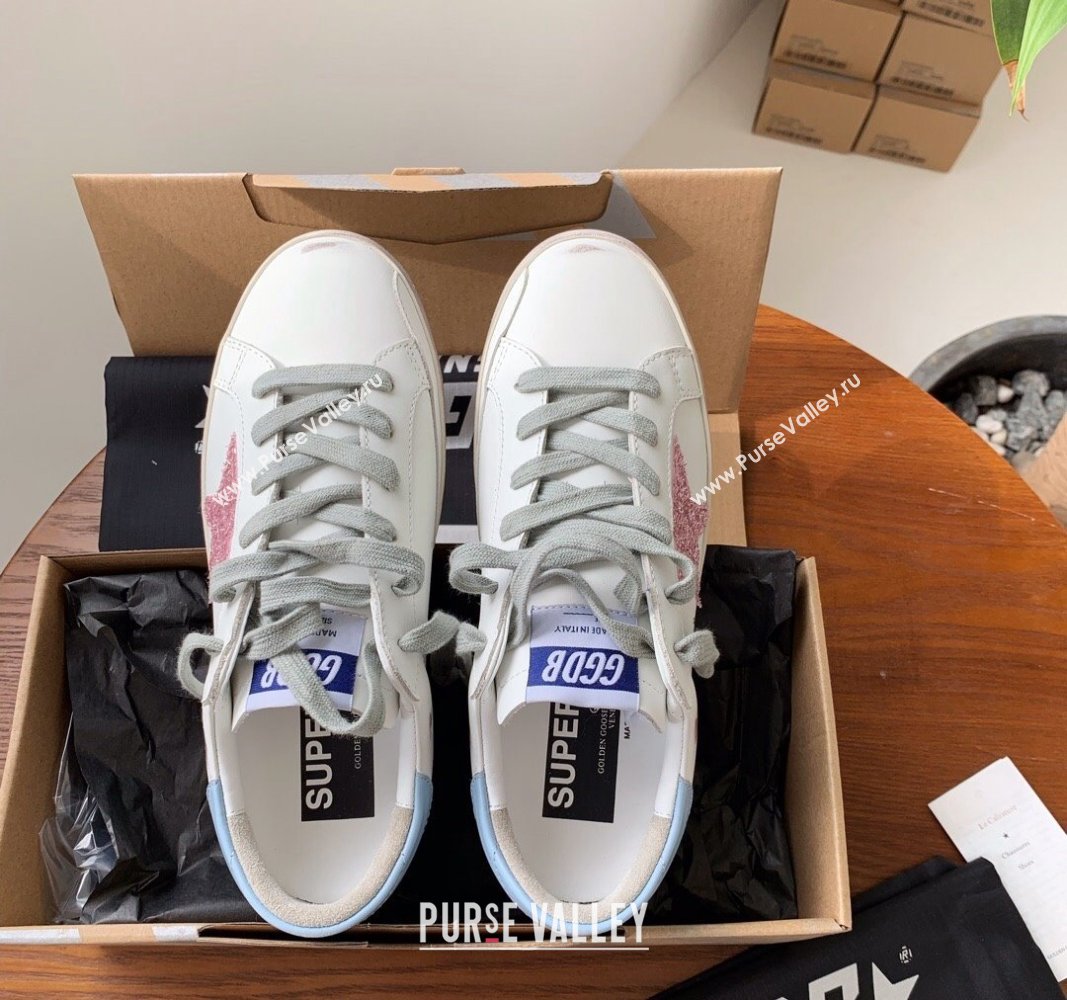 Golden Goose GGDB Super-Star Sneakers in Calfskin Whiote/Pink/Blue 2024 (MD-240328138)