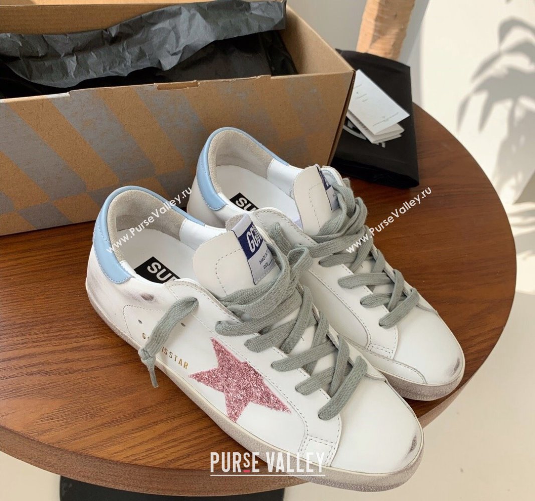 Golden Goose GGDB Super-Star Sneakers in Calfskin Whiote/Pink/Blue 2024 (MD-240328138)