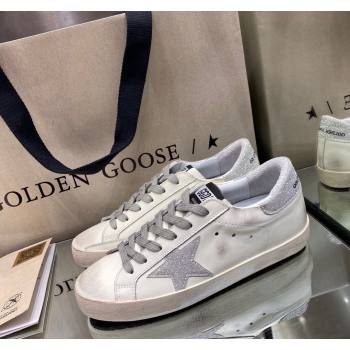 Golden Goose GGDB Super-Star Sneakers in White Calfskin with Silver Glitter 2024 (MD-240328139)