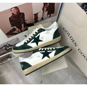 Golden Goose GGDB Ball Star Sneakers in White Calfskin and Green Suede 2024 0328 (MD-240328100)