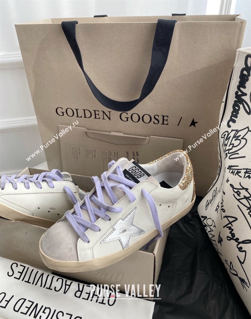 Golden Goose GGDB Super-Star Sneakers in Calfskin White/Silver/Gold 2024 (MD-240328141)