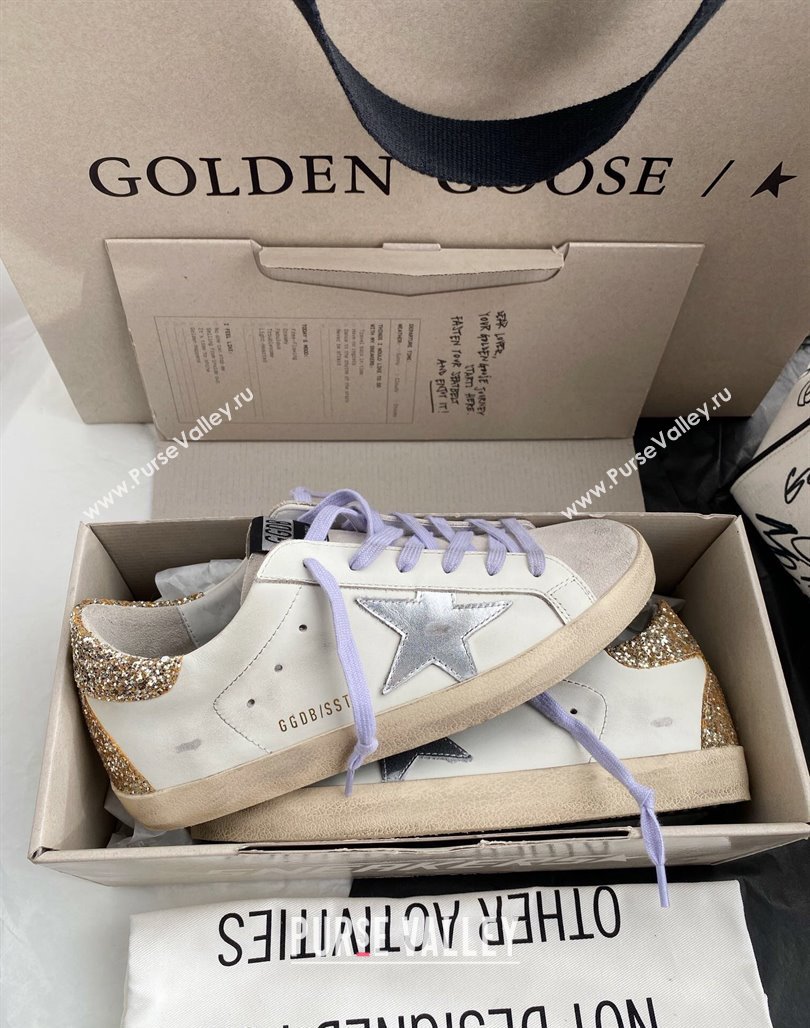 Golden Goose GGDB Super-Star Sneakers in Calfskin White/Silver/Gold 2024 (MD-240328141)