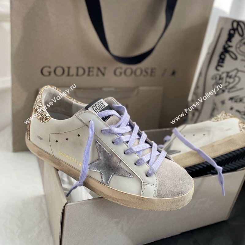 Golden Goose GGDB Super-Star Sneakers in Calfskin White/Silver/Gold 2024 (MD-240328141)