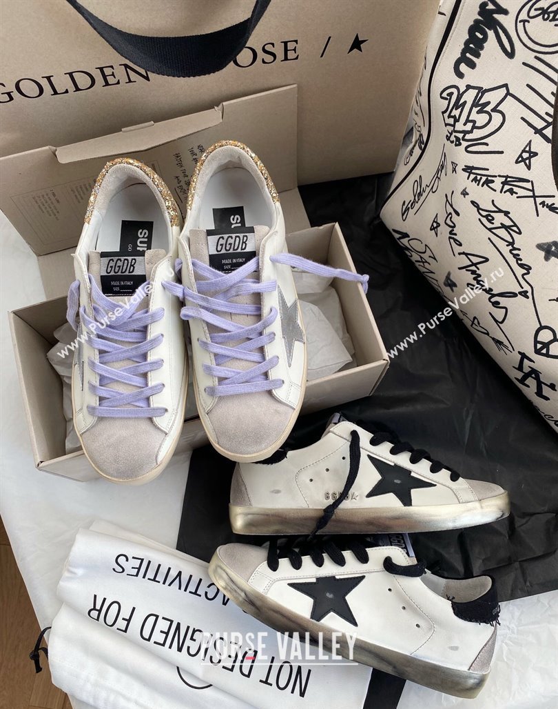 Golden Goose GGDB Super-Star Sneakers in Calfskin White/Silver/Gold 2024 (MD-240328141)