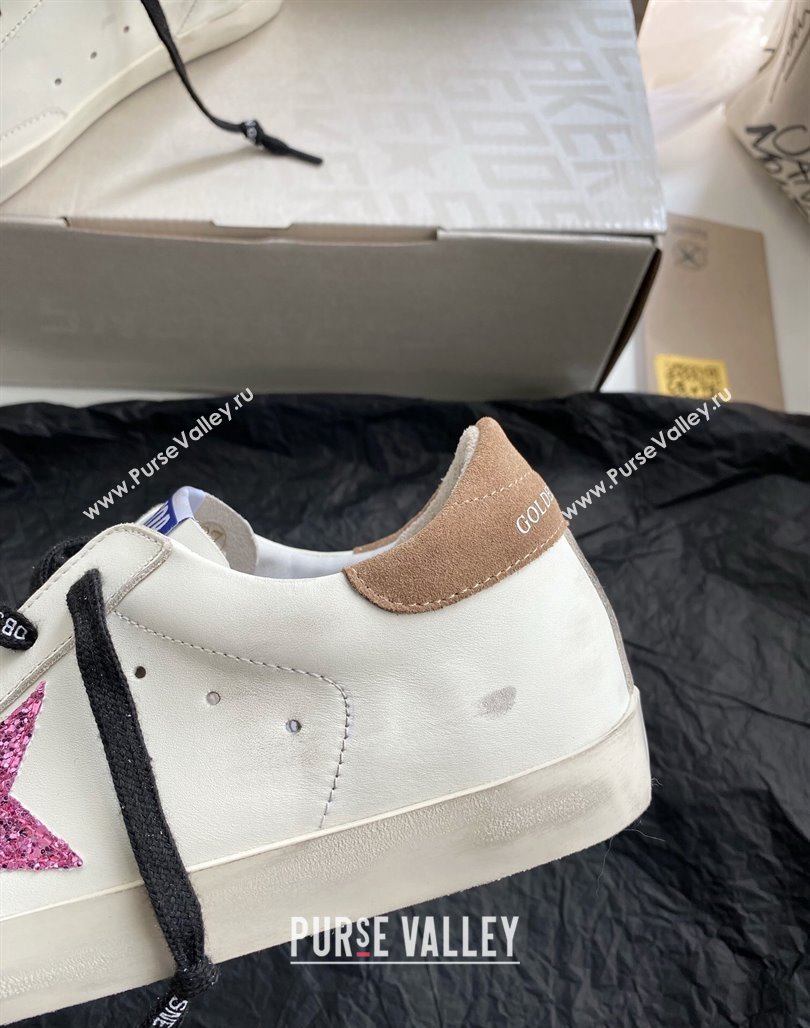 Golden Goose GGDB Super-Star Sneakers in White Leather and Purple Glitter Star 2024 (MD-240328143)