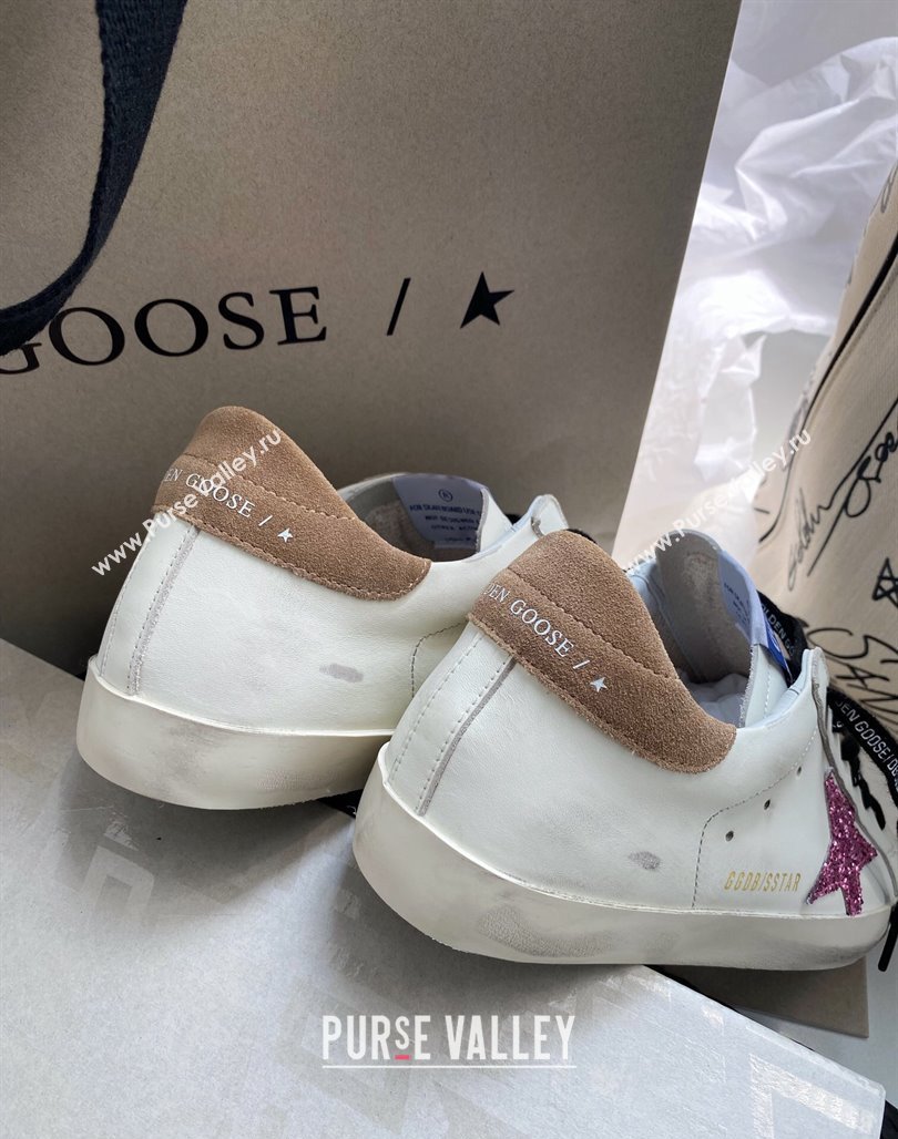 Golden Goose GGDB Super-Star Sneakers in White Leather and Purple Glitter Star 2024 (MD-240328143)