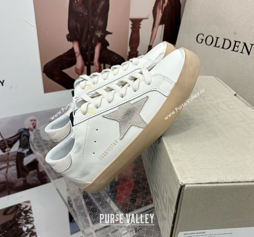 Golden Goose GGDB Super-Star Sneakers in Calfskin White/Grey/Beige 2024 0328 (MD-240328147)