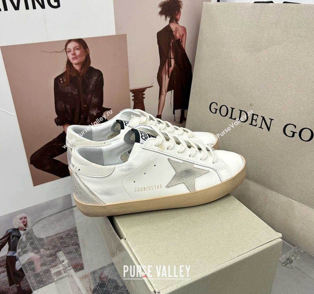 Golden Goose GGDB Super-Star Sneakers in Calfskin White/Grey/Beige 2024 0328 (MD-240328147)