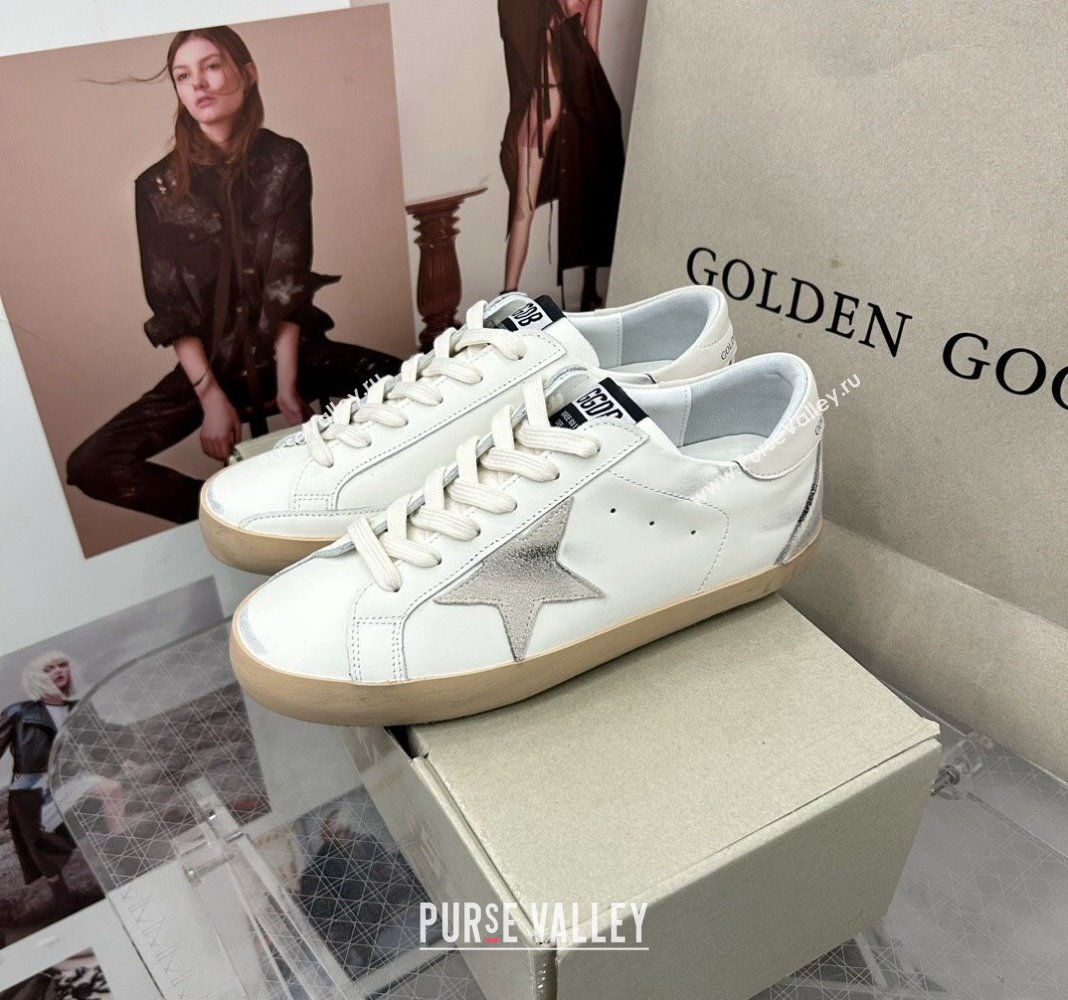 Golden Goose GGDB Super-Star Sneakers in Calfskin White/Grey/Beige 2024 0328 (MD-240328147)