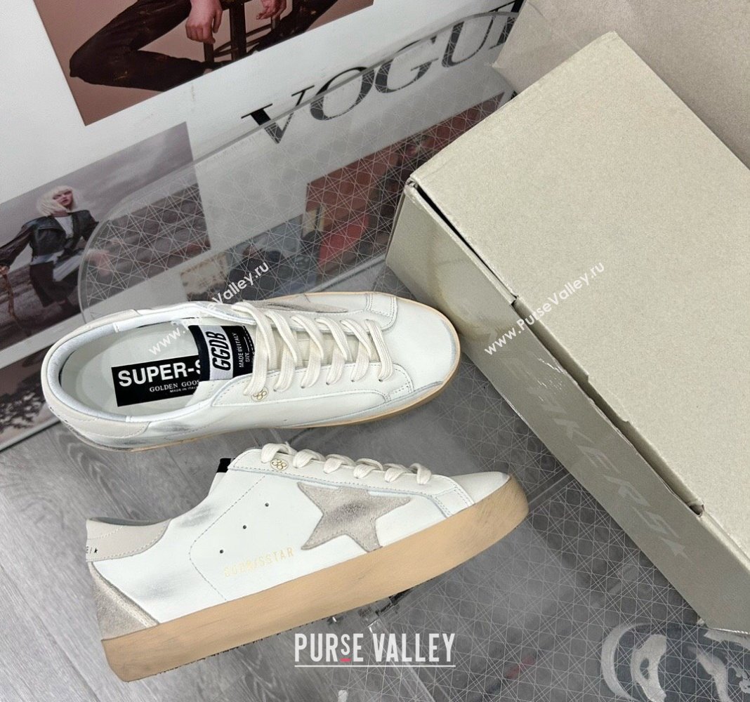 Golden Goose GGDB Super-Star Sneakers in Calfskin White/Grey/Beige 2024 0328 (MD-240328147)