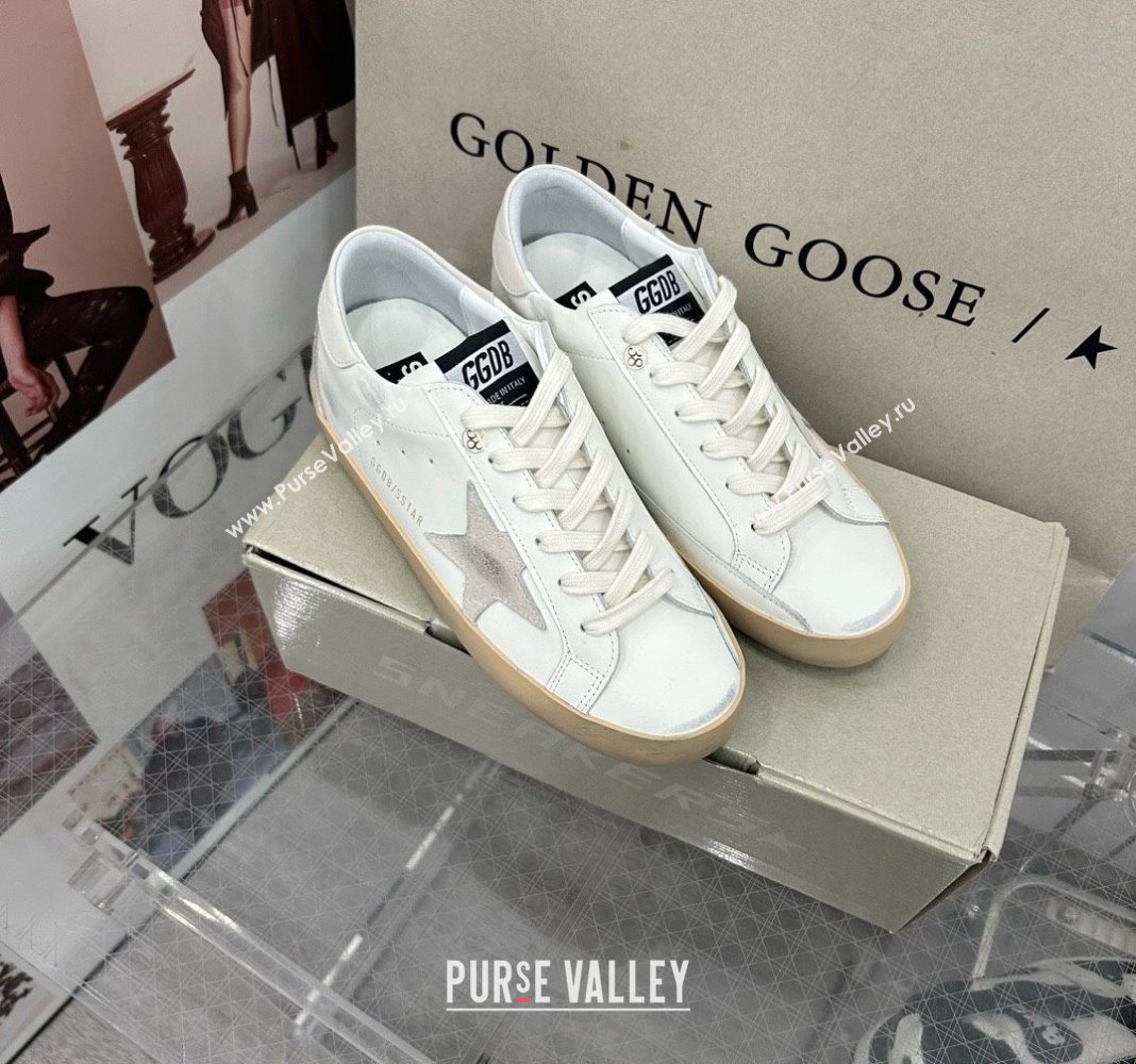 Golden Goose GGDB Super-Star Sneakers in Calfskin White/Grey/Beige 2024 0328 (MD-240328147)