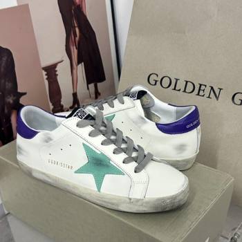 Golden Goose GGDB Super-Star Sneakers in Calfskin White/Green/Blue 2024 0328 (MD-240328148)