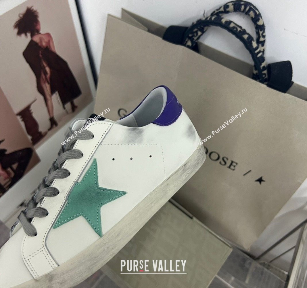 Golden Goose GGDB Super-Star Sneakers in Calfskin White/Green/Blue 2024 0328 (MD-240328148)