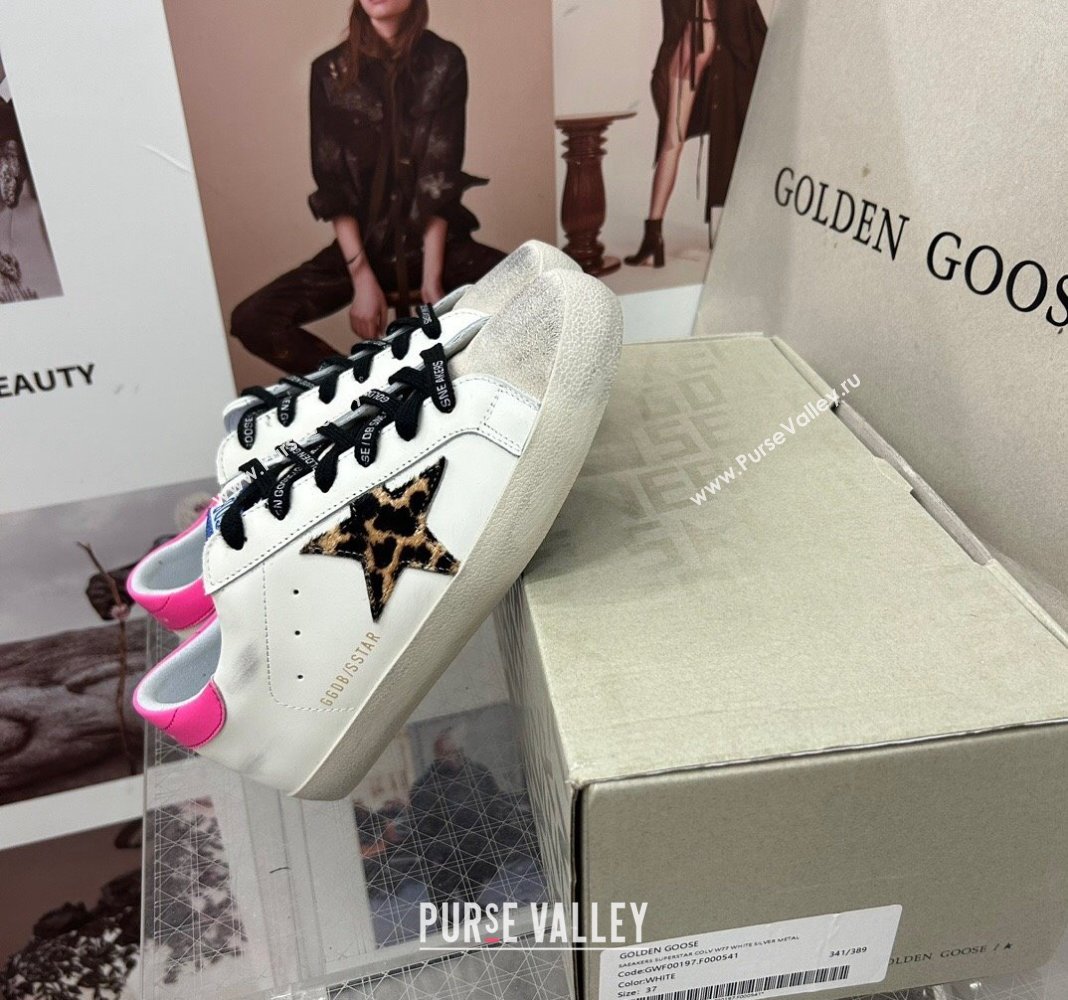 Golden Goose GGDB Super-Star Sneakers in Calfskin White/Hot Pink 2024 0328 (MD-240328149)