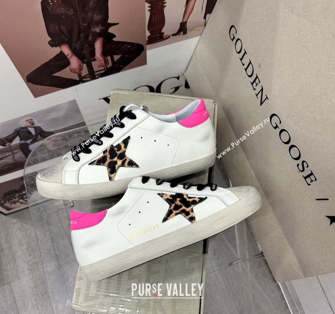 Golden Goose GGDB Super-Star Sneakers in Calfskin White/Hot Pink 2024 0328 (MD-240328149)