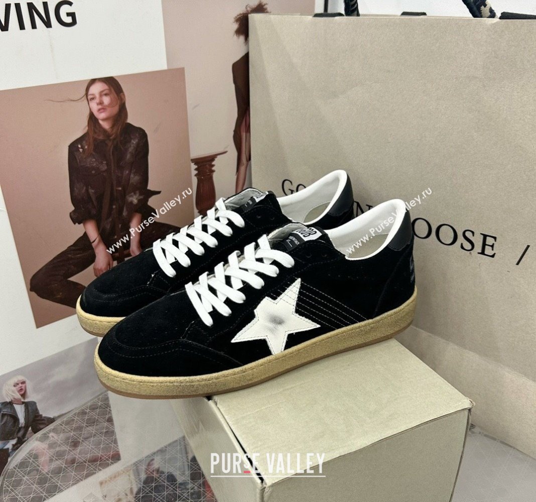 Golden Goose GGDB Ball Star Sneakers in Black Suede and White Star 2024 0328 (MD-240328105)