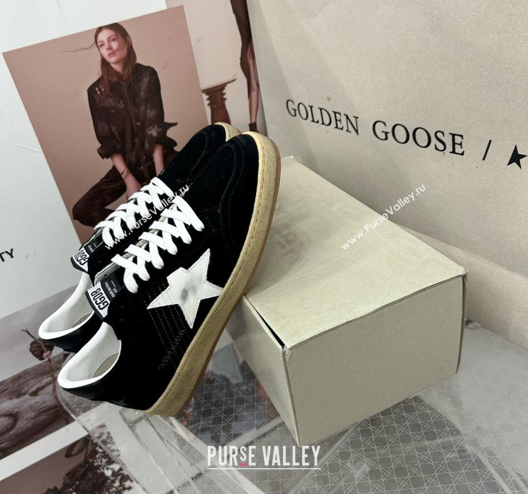 Golden Goose GGDB Ball Star Sneakers in Black Suede and White Star 2024 0328 (MD-240328105)