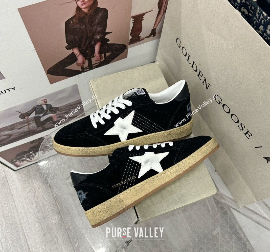 Golden Goose GGDB Ball Star Sneakers in Black Suede and White Star 2024 0328 (MD-240328105)