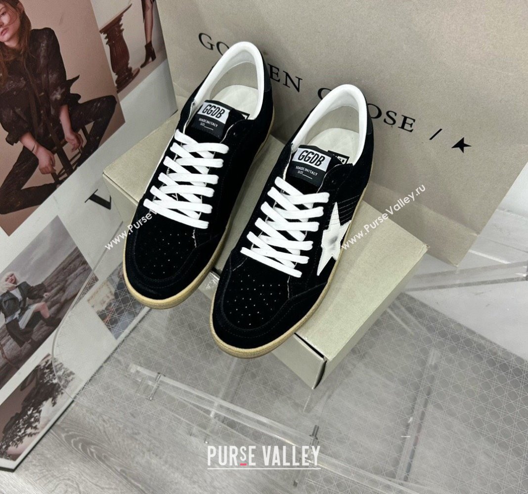 Golden Goose GGDB Ball Star Sneakers in Black Suede and White Star 2024 0328 (MD-240328105)