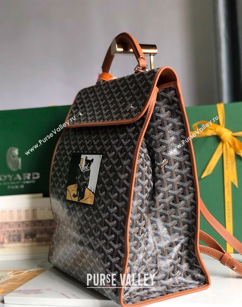 Goyard Saint Leger Backpack Bag Hulot Dog Print Brown 2023 020318 (nana-231229079)