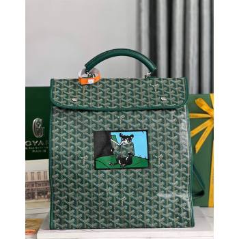 Goyard Saint Leger Backpack Bag Hulot Dog Print Green 2023 020318 (nana-231229080)