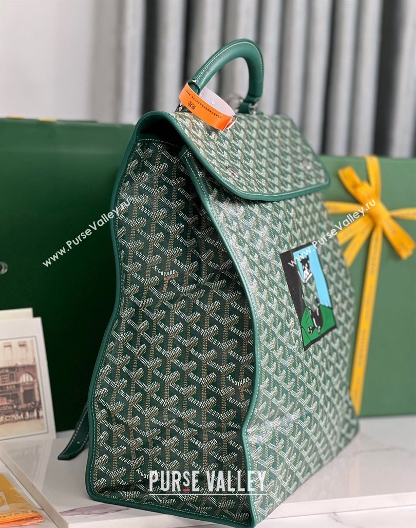 Goyard Saint Leger Backpack Bag Hulot Dog Print Green 2023 020318 (nana-231229080)