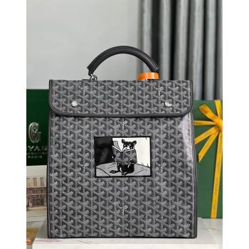 Goyard Saint Leger Backpack Bag Hulot Dog Print Grey 2023 020318 (nana-231229081)