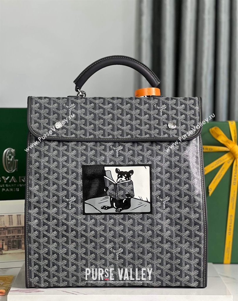 Goyard Saint Leger Backpack Bag Hulot Dog Print Grey 2023 020318 (nana-231229081)