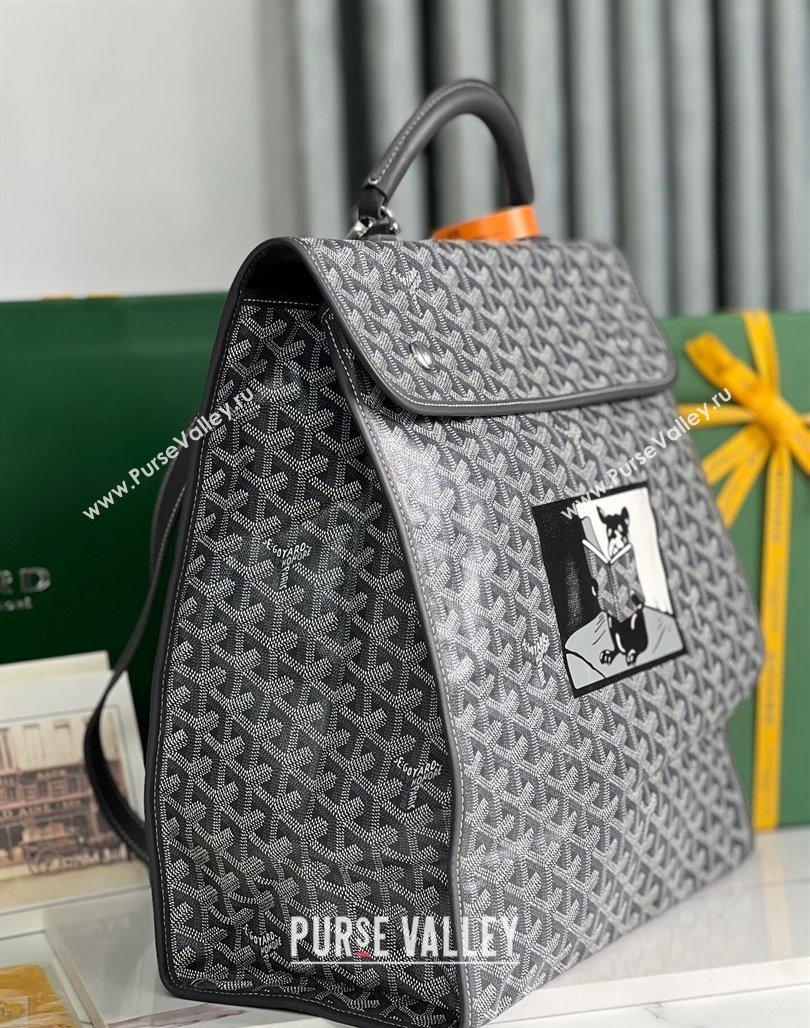 Goyard Saint Leger Backpack Bag Hulot Dog Print Grey 2023 020318 (nana-231229081)