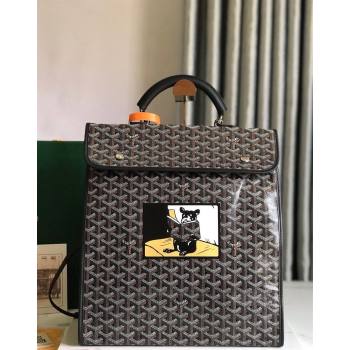 Goyard Saint Leger Backpack Bag Hulot Dog Print Black 2023 020318 (nana-231229082)