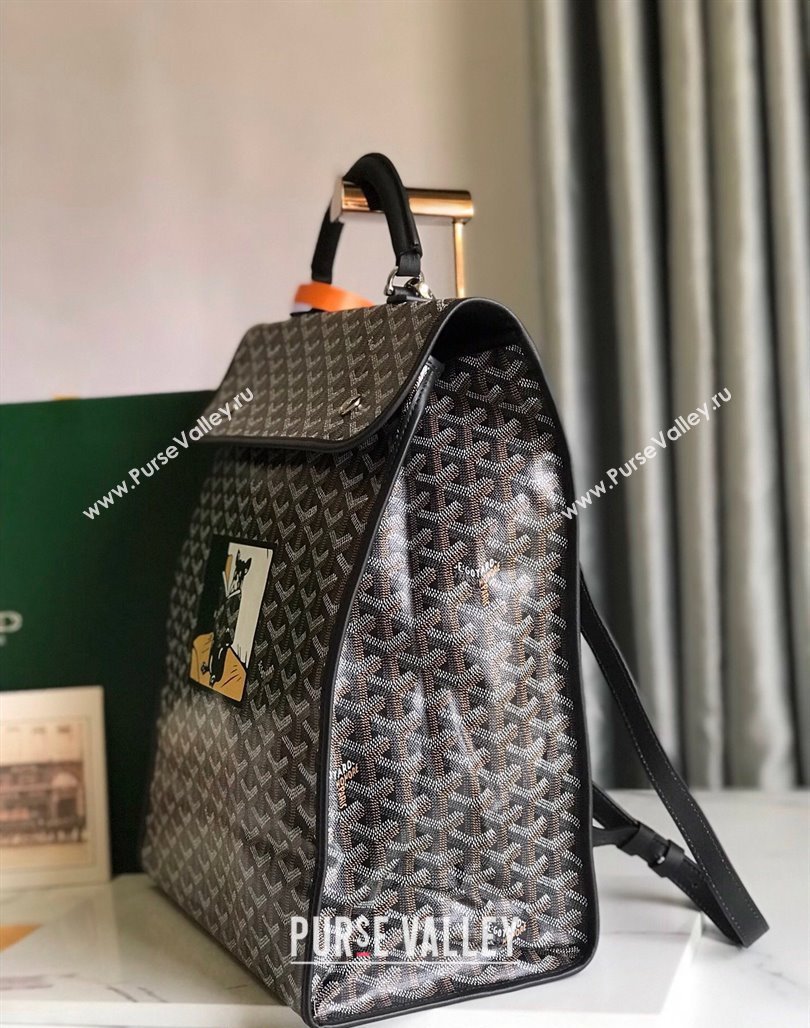 Goyard Saint Leger Backpack Bag Hulot Dog Print Black 2023 020318 (nana-231229082)