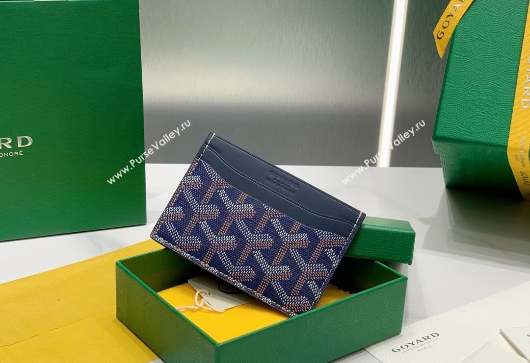 Goyard Saint-Sulpice Card Case Wallet Navy Blue 2024 8501 (ZHANG-240418038)