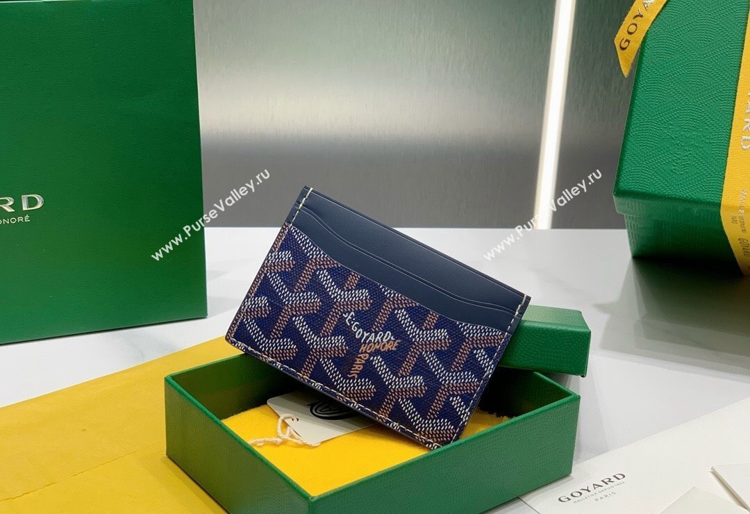 Goyard Saint-Sulpice Card Case Wallet Navy Blue 2024 8501 (ZHANG-240418038)