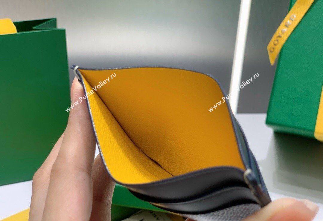 Goyard Saint-Sulpice Card Case Wallet Navy Blue 2024 8501 (ZHANG-240418038)