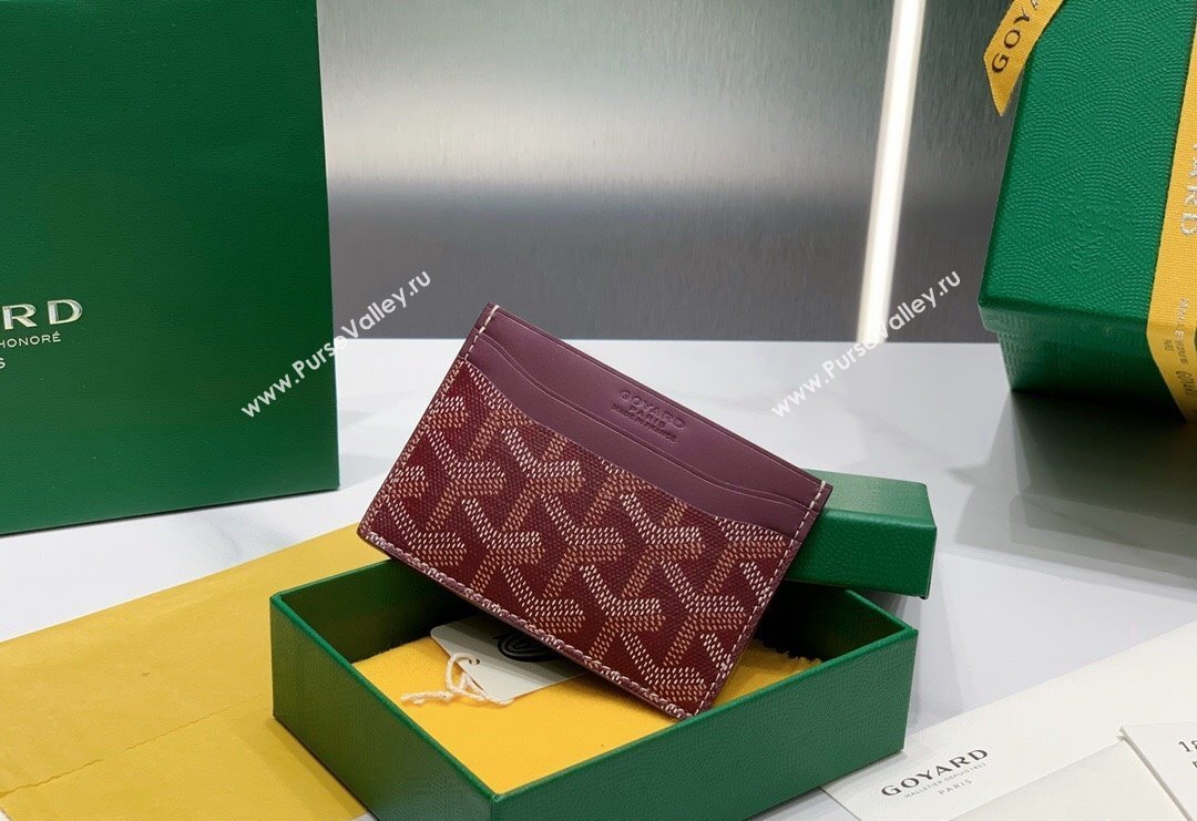 Goyard Saint-Sulpice Card Case Wallet Burgundy 2024 8501 (ZHANG-240418041)