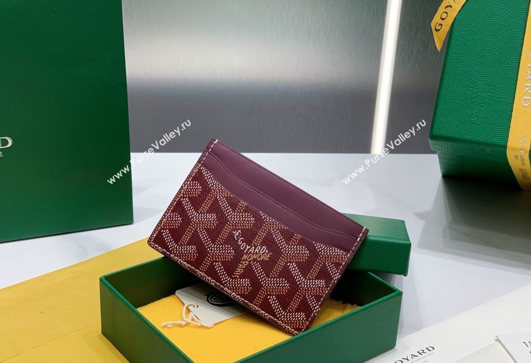 Goyard Saint-Sulpice Card Case Wallet Burgundy 2024 8501 (ZHANG-240418041)