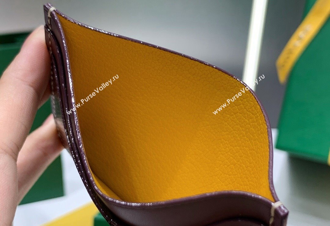 Goyard Saint-Sulpice Card Case Wallet Burgundy 2024 8501 (ZHANG-240418041)