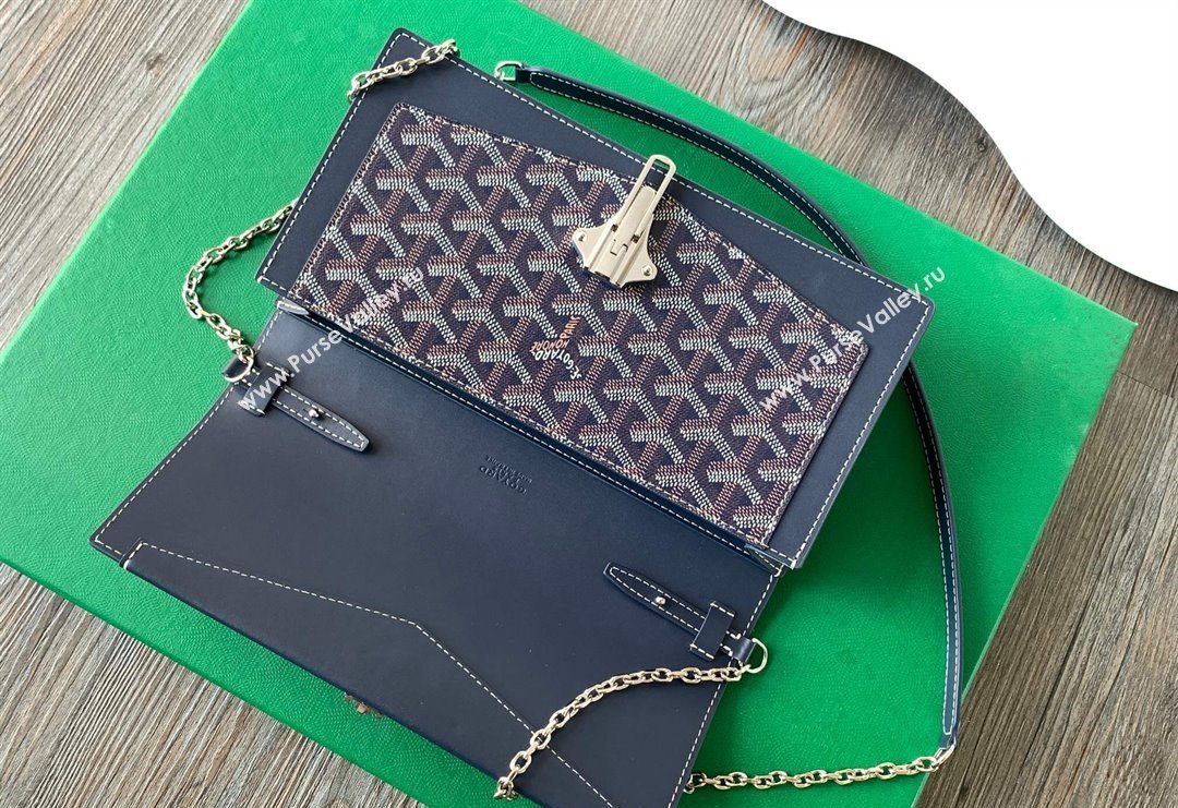 Goyard Duchess Marie-Caroline Chain Bag Navy Blue 2024 8216 (ZHANG-240621063)