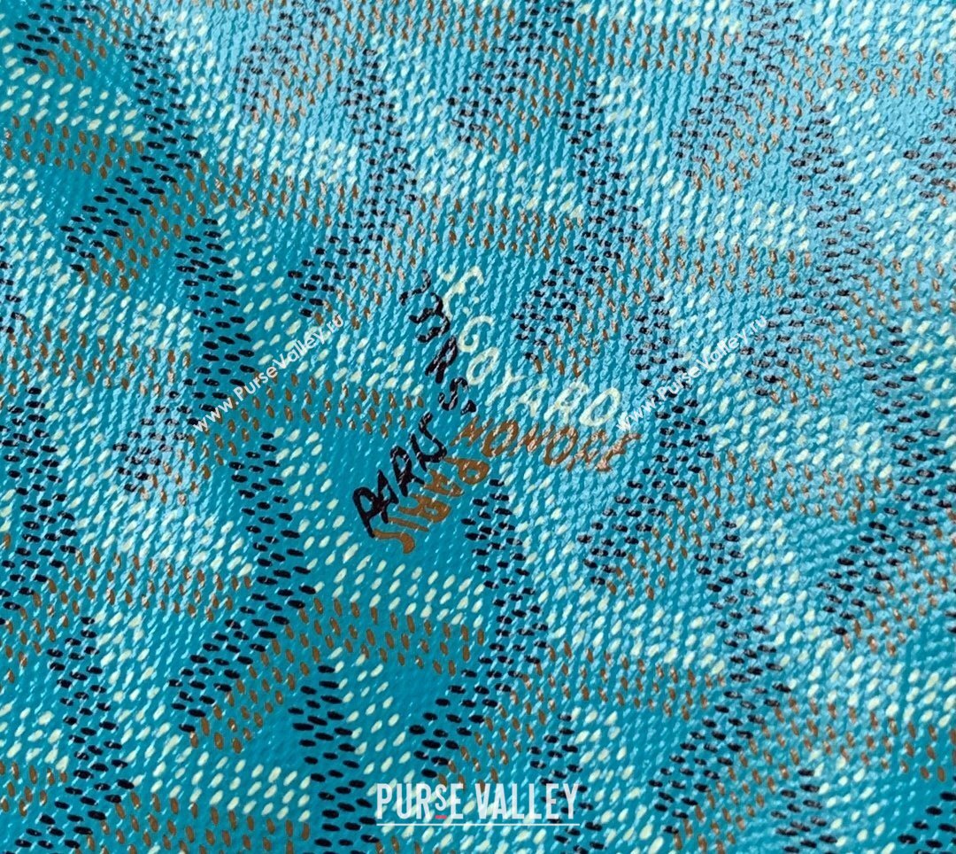 Goyard Anjou PM Tote Bag with Seahorse Embroidered Turquoise Blue 2024 020166M (ZHANG-240621052)