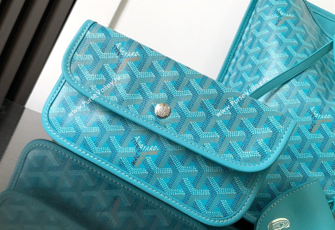 Goyard Anjou PM Tote Bag with Seahorse Embroidered Turquoise Blue 2024 020166M (ZHANG-240621052)