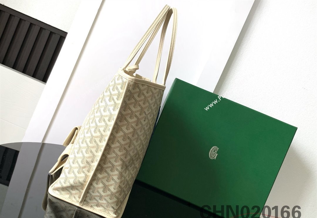 Goyard Anjou PM Tote Bag with Seahorse Embroidered Sand Beige 2024 020166M (ZHANG-240803006)