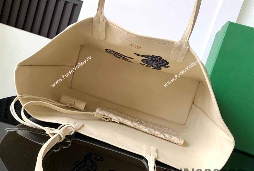 Goyard Anjou PM Tote Bag with Seahorse Embroidered Sand Beige 2024 020166M (ZHANG-240803006)