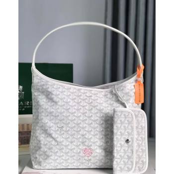 Goyard Boheme Hobo Bag with Pink Heart White 2024 020223 (nana-240803001)