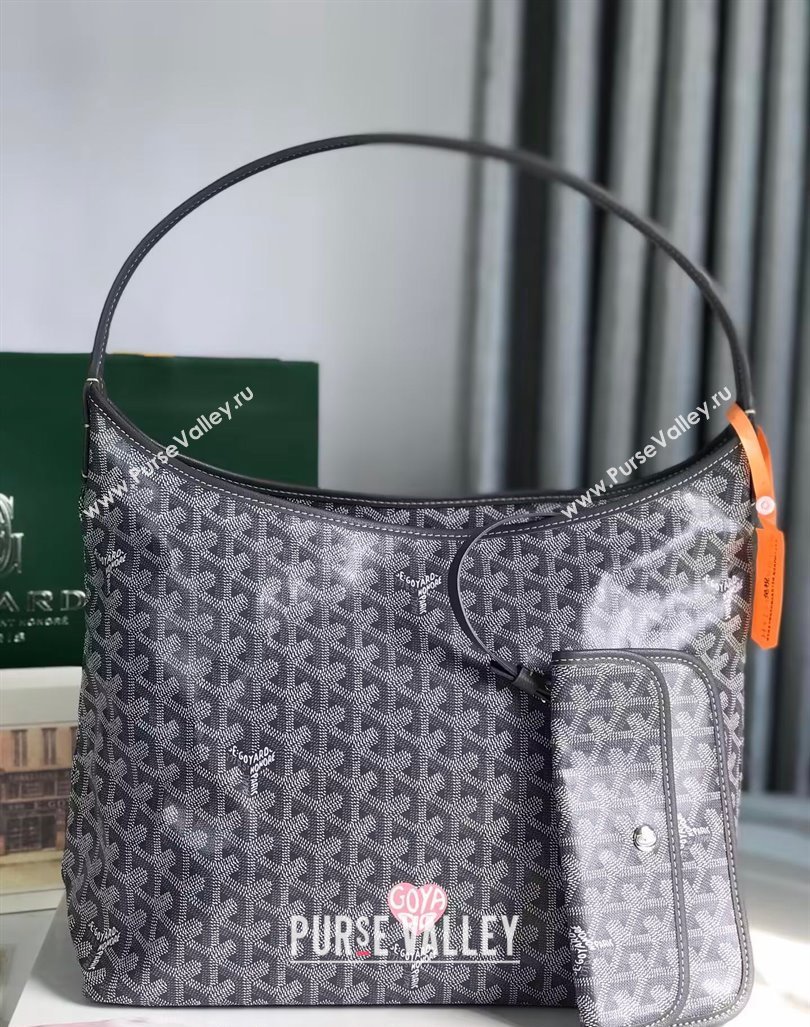 Goyard Boheme Hobo Bag with Pink Heart Grey 2024 020223 (nana-240803004)