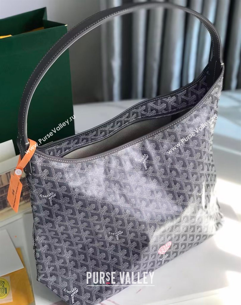 Goyard Boheme Hobo Bag with Pink Heart Grey 2024 020223 (nana-240803004)