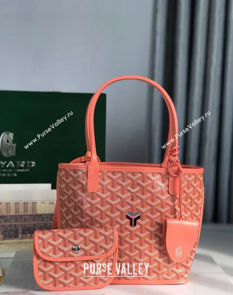 Goyard Anjou Mini Tote bag with Y Print Coral Pink 2024 020660 (nana-24103046)